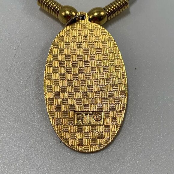 Vintage Cloisonne Black Cord Necklace Coiled Snake - Picture 3 of 4